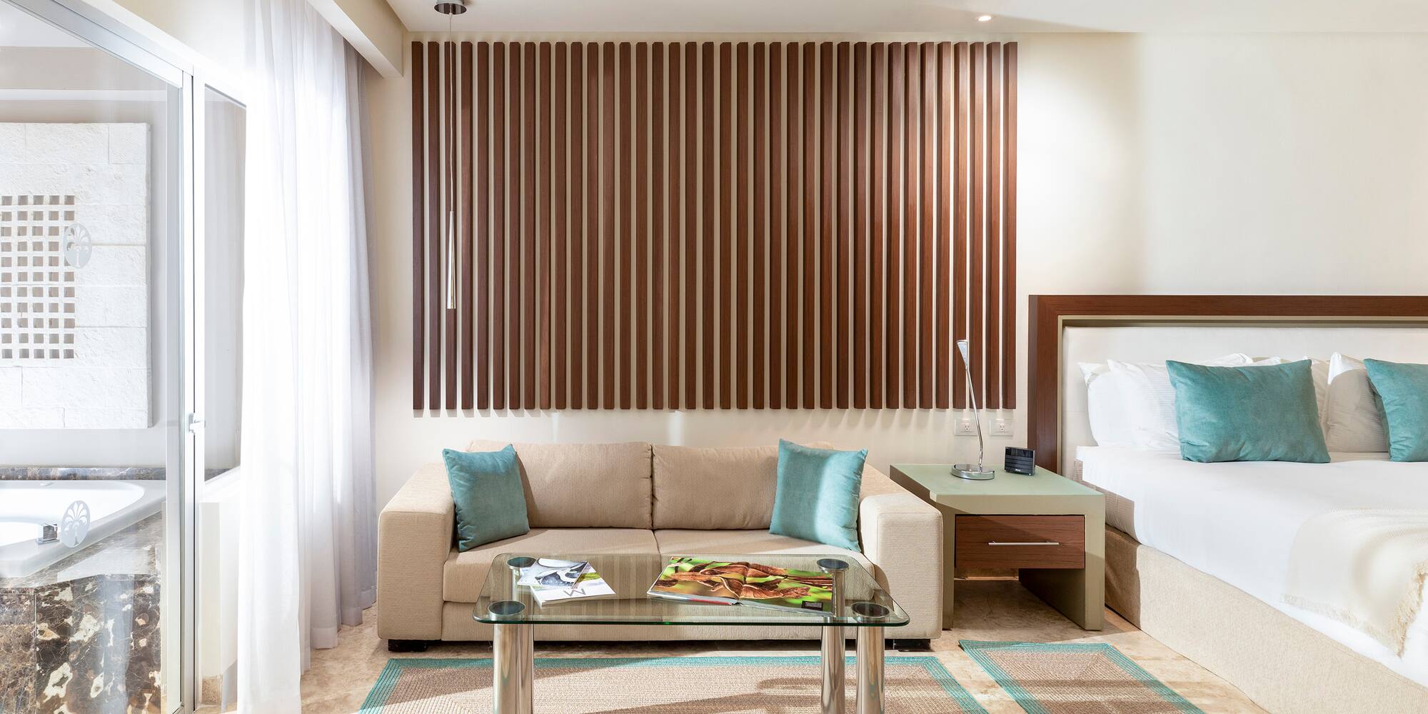 a room with a couch and a coffee table