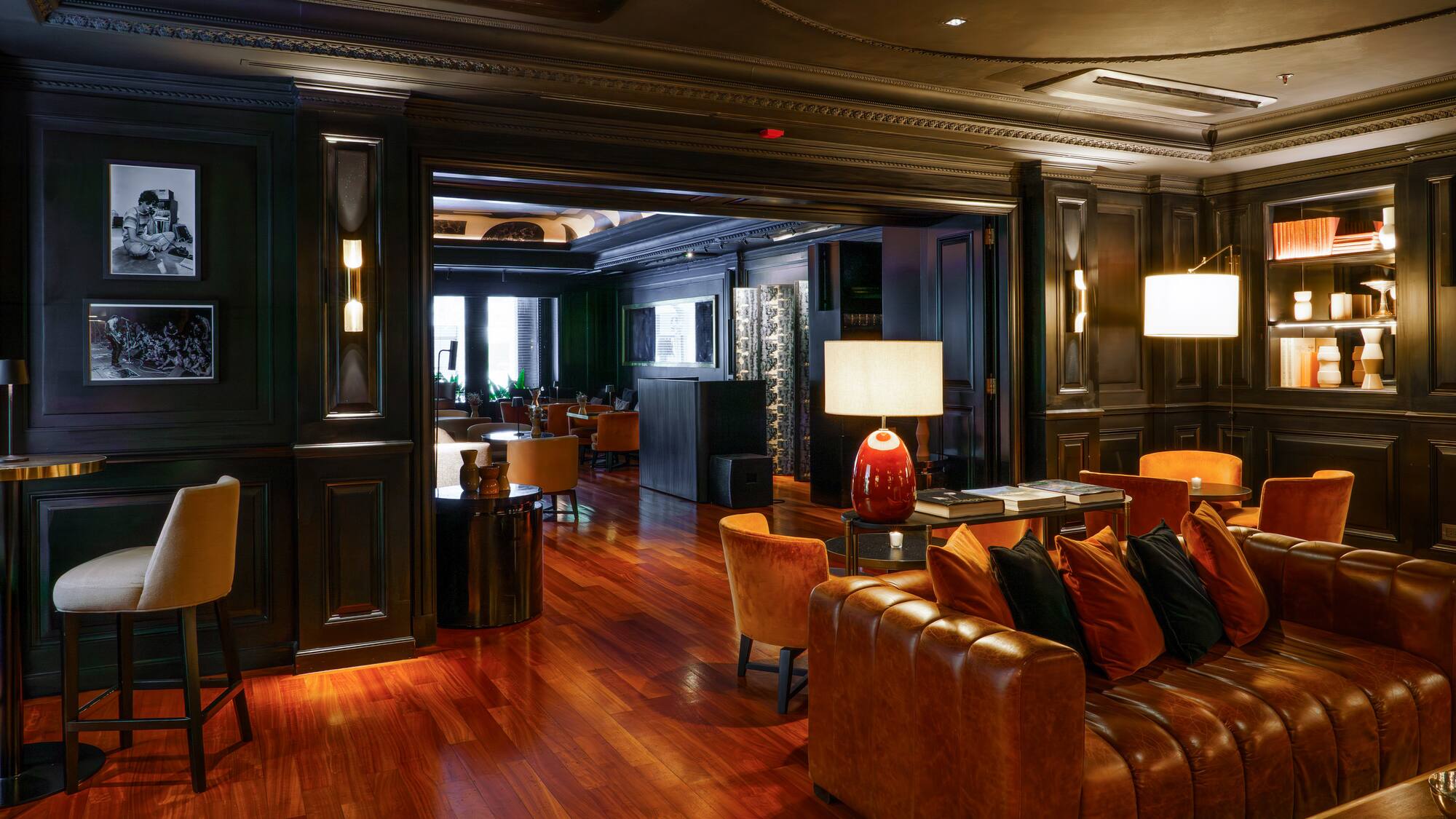 a room with a couch and a table