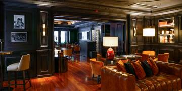 a room with a couch and a table