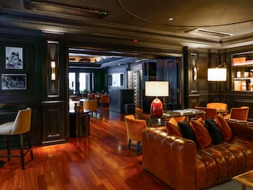 a room with a couch and a table