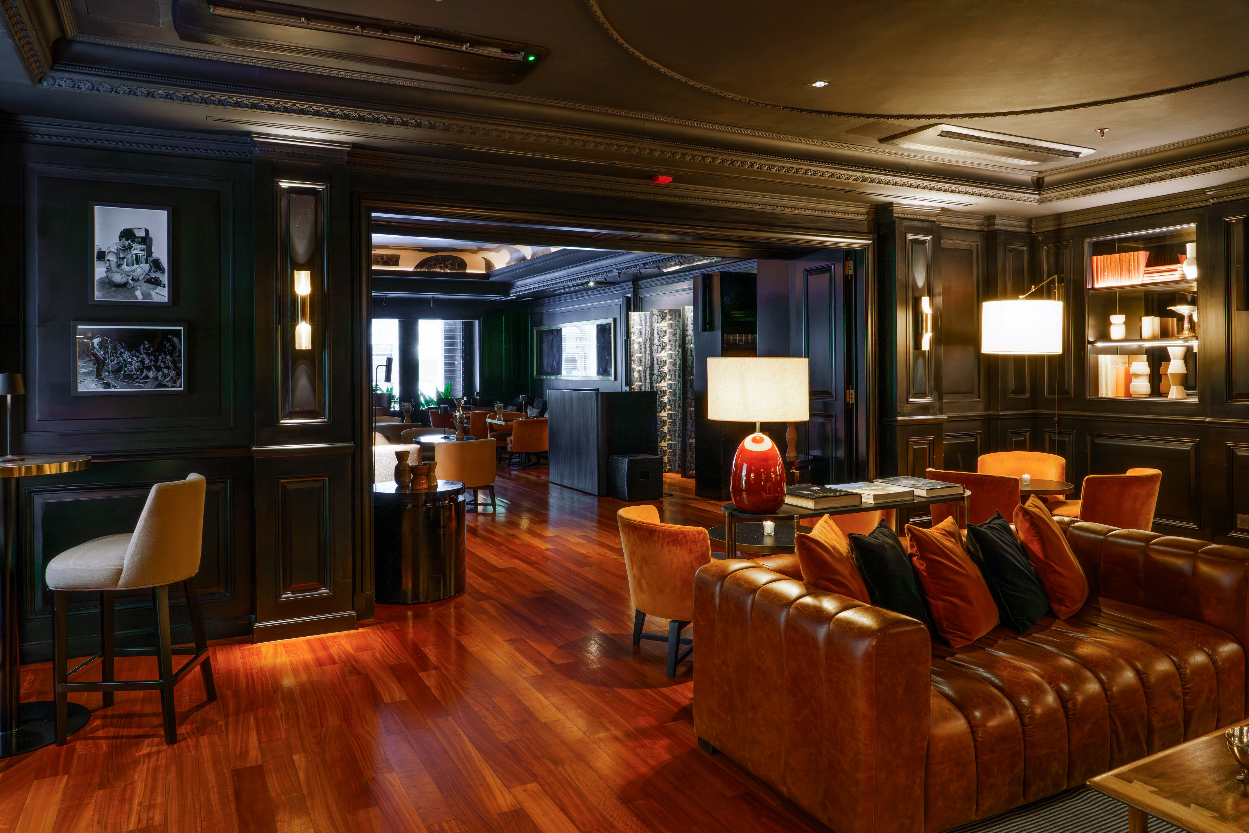 a room with a couch and a table