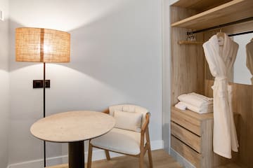 a room with a table and chair