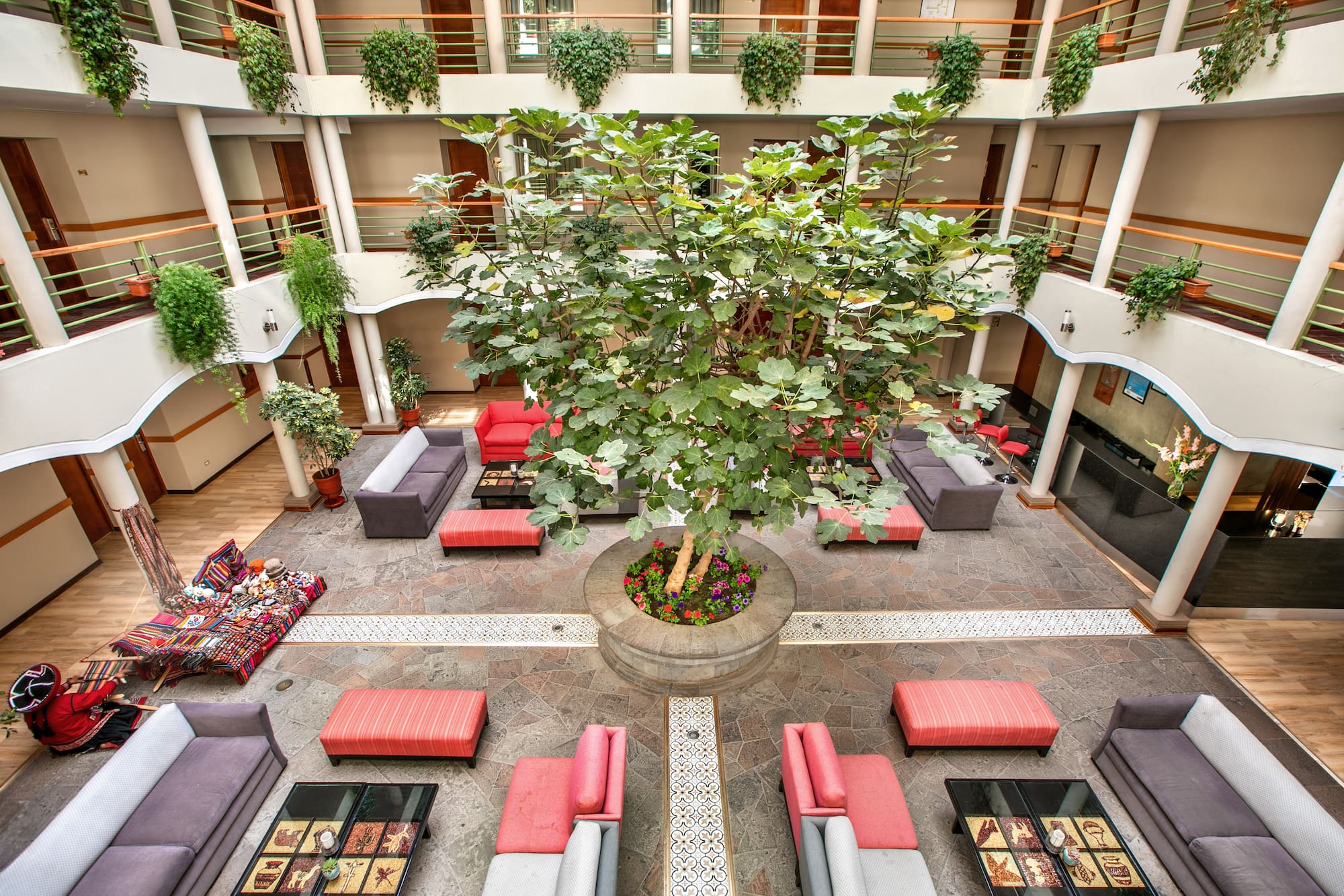 a room with tables and chairs