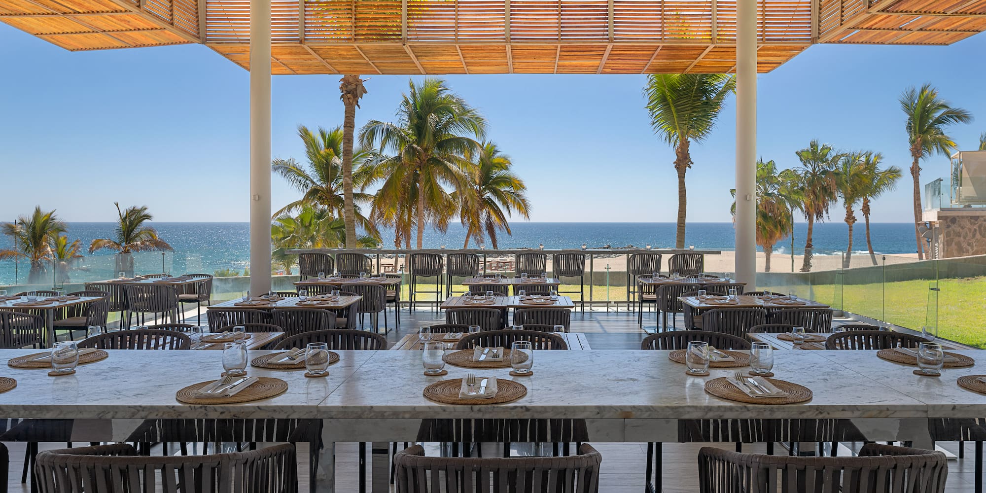 tables and chairs at a restaurant