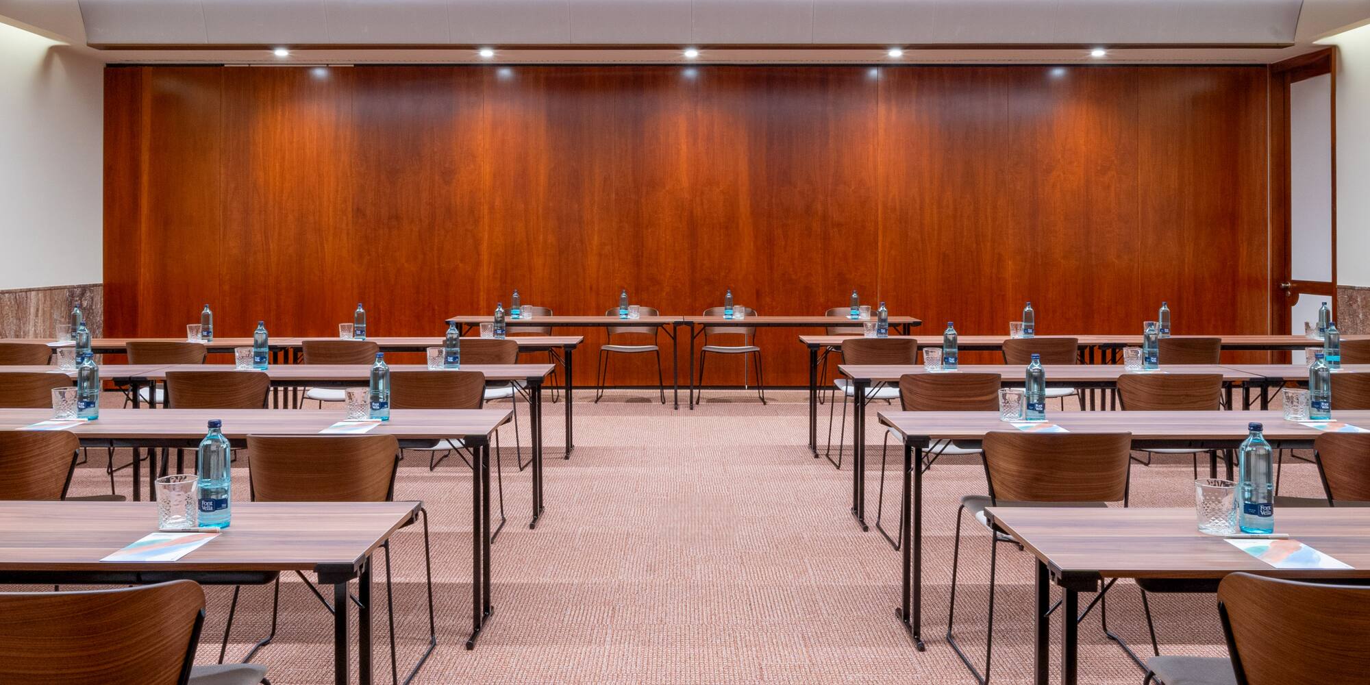 a room with tables and chairs