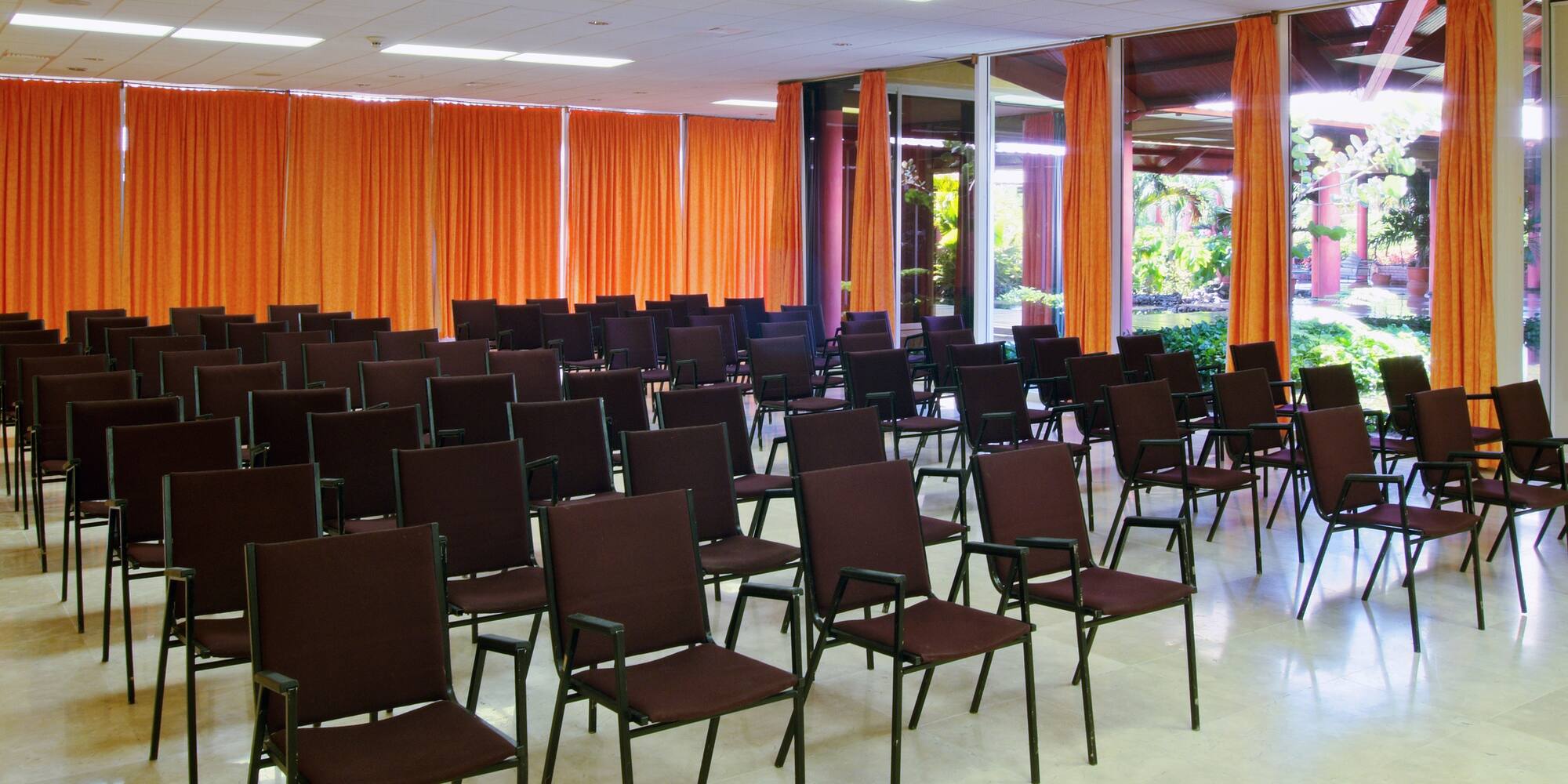 a room with many chairs