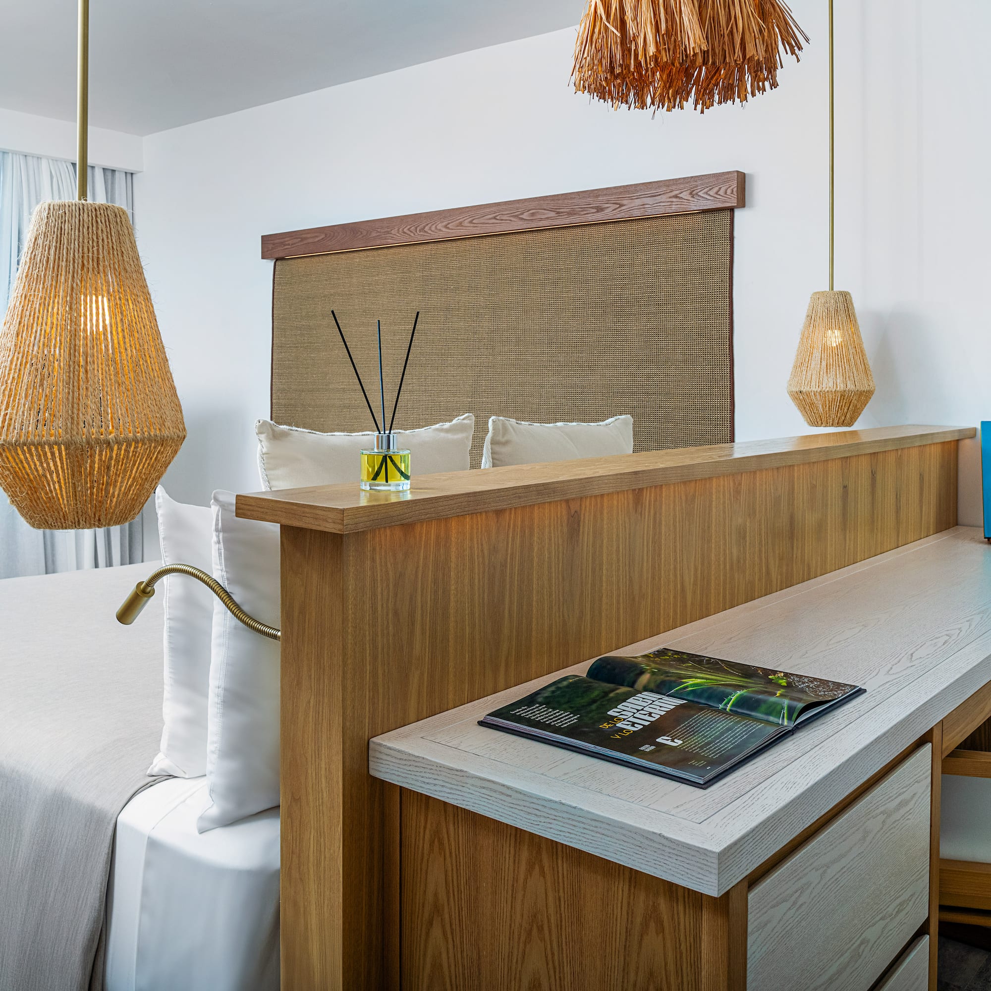 a room with a bed and a desk