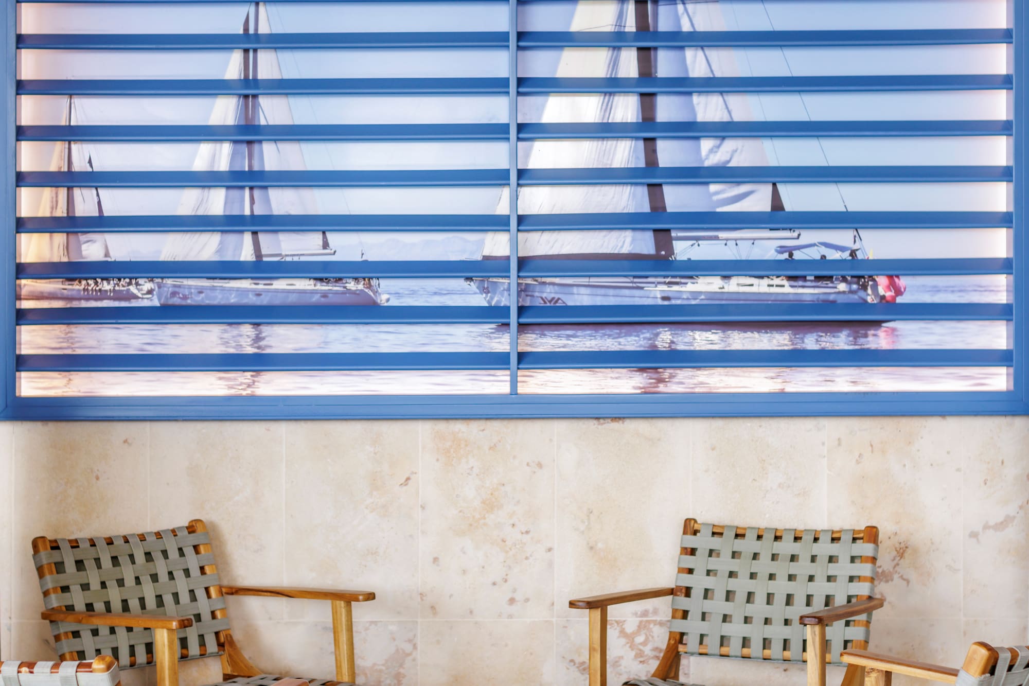 a room with chairs and a table