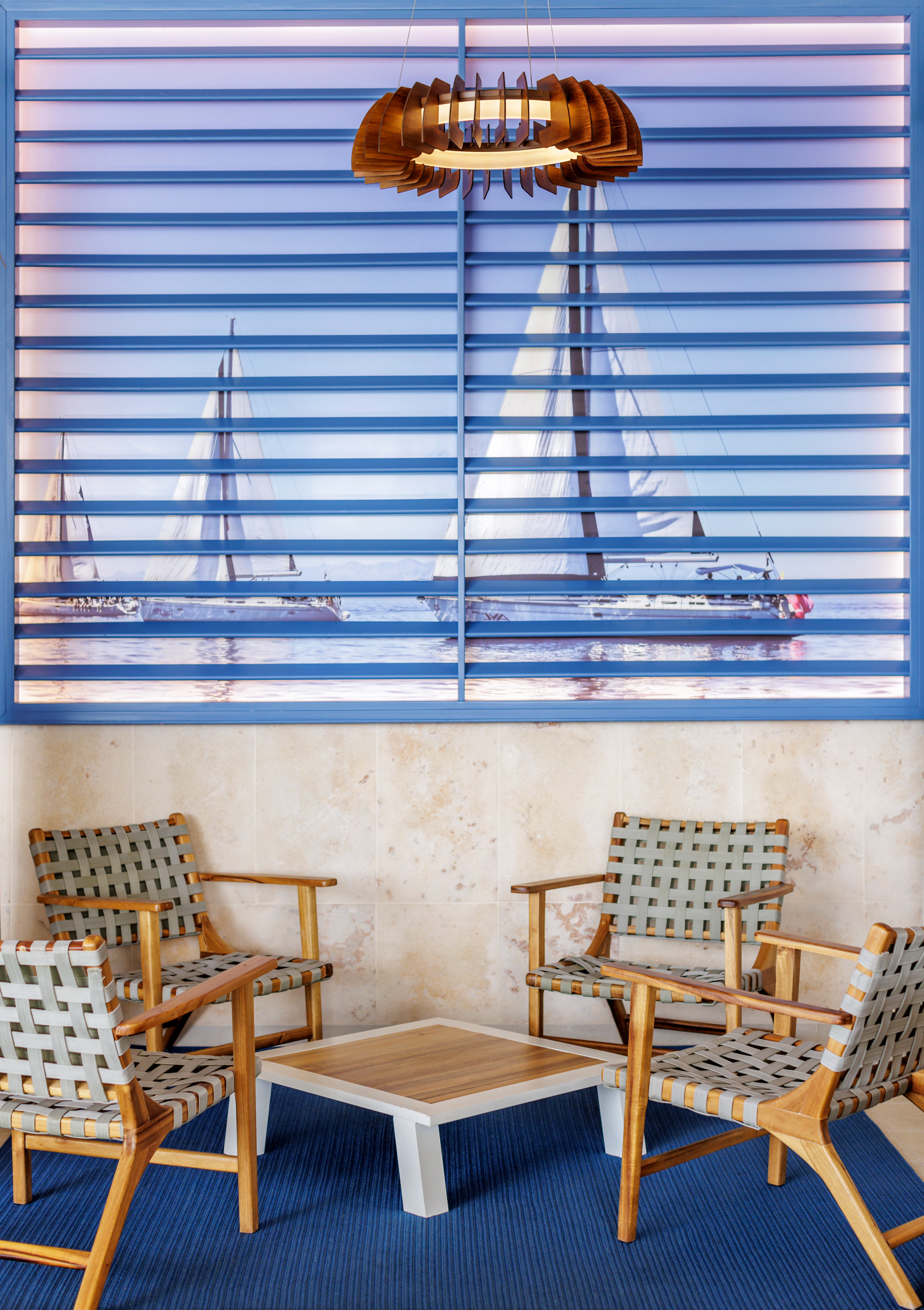 a room with chairs and a table