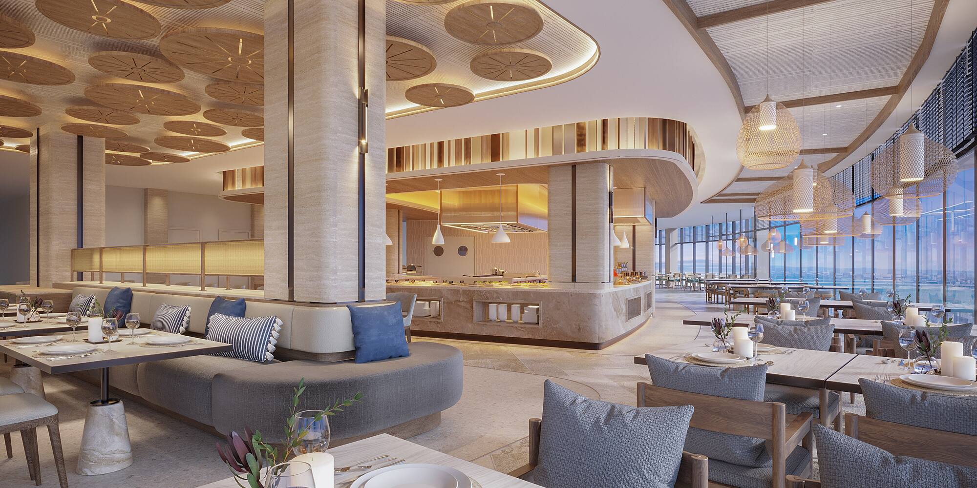 a restaurant with tables and chairs