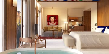 a room with a bed and a couch