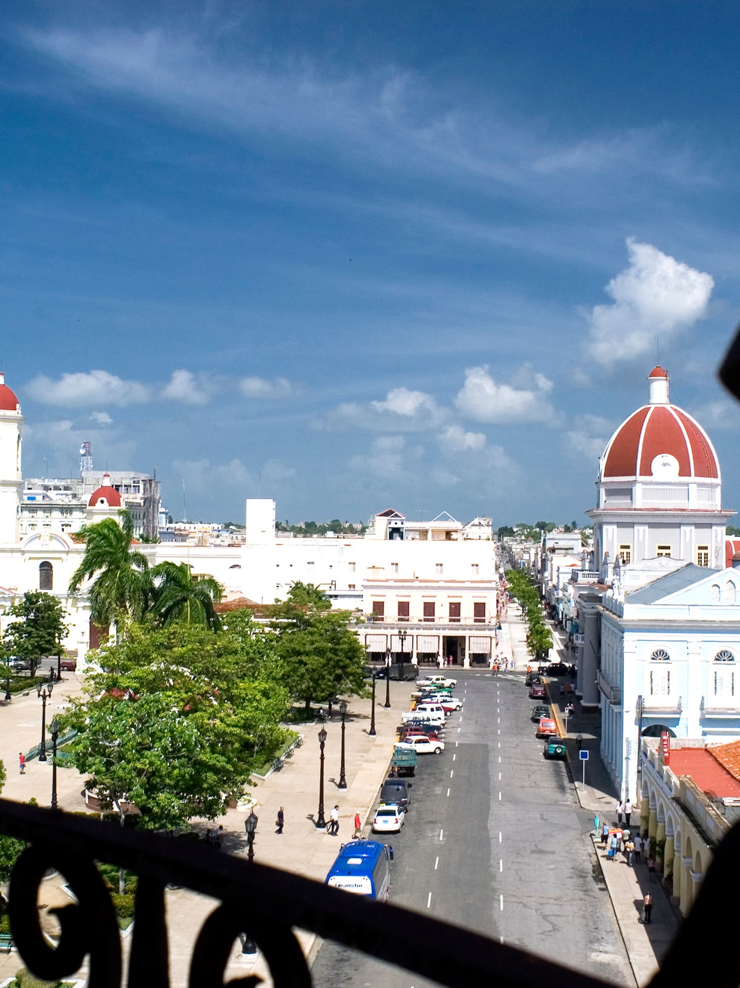 a view of a city from a balcony