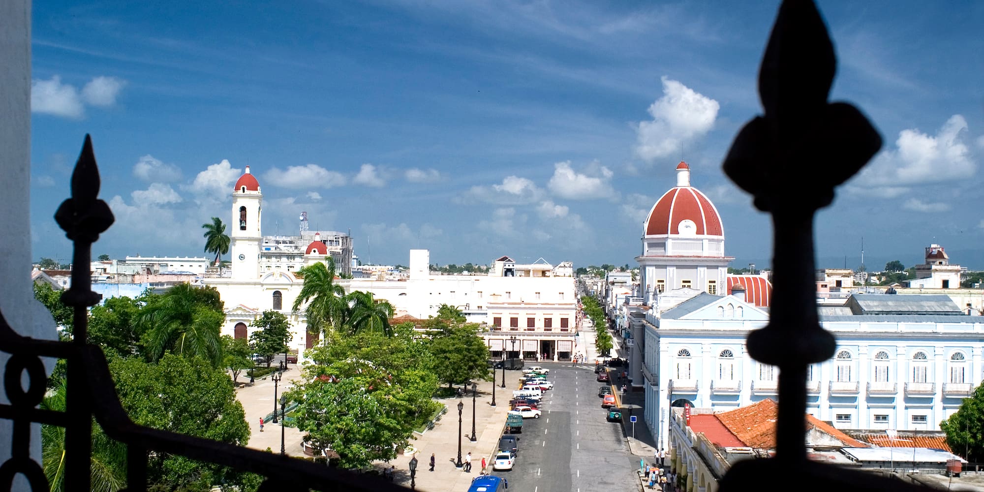 a view of a city from a balcony